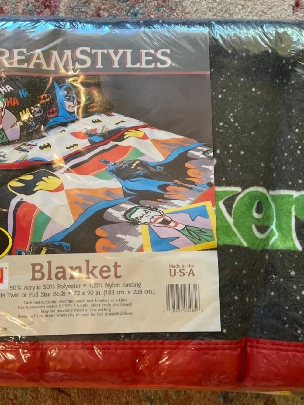 Batman Joker Dreamstyles Blanket twin full New Sealed Vintage 1989